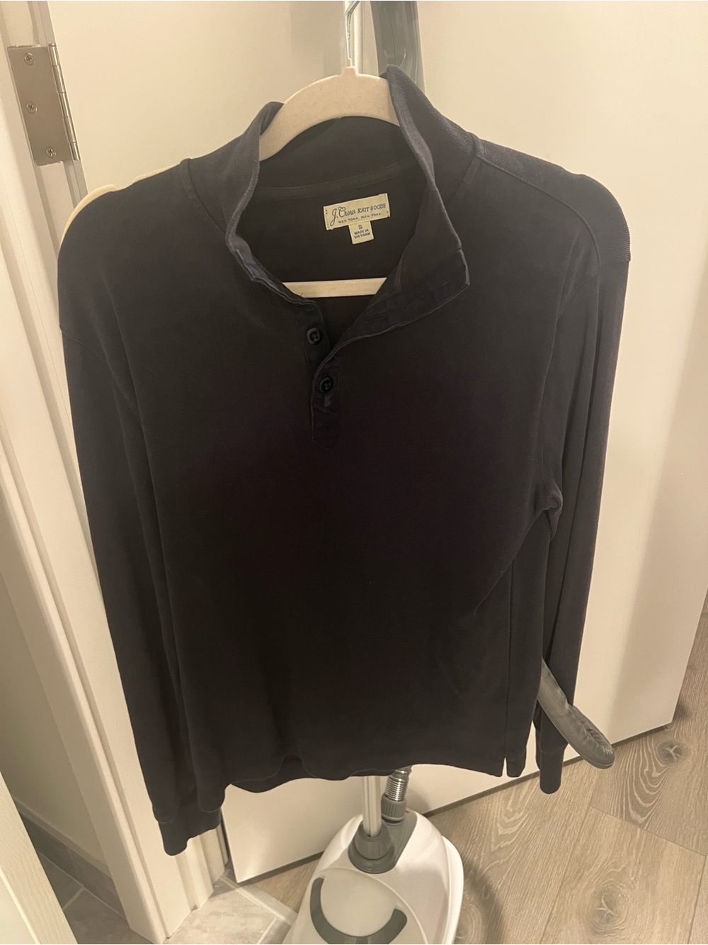 Classic Men's Long-Sleeve Button Sweater in Navy Blue